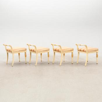 Stools, 4 pcs, Gustavian style, first half of the 20th century.