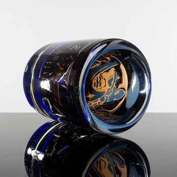 EDVIN ÖHRSTRÖM, vase, glass,ariel, signed, Orrefors, 1987.