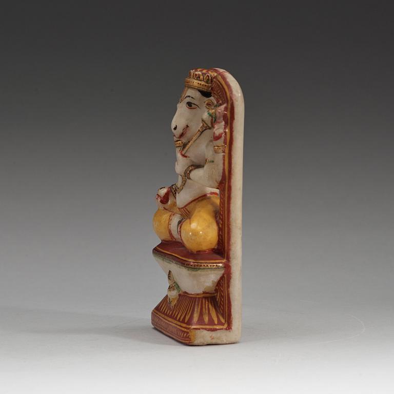 A painted alabaster sculpture of Deity, India, end of 19th Century.