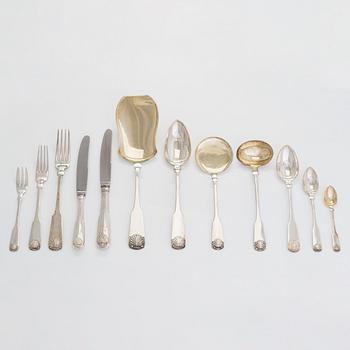 A 124-piece set of Danish silver cutlery, maker's mark of K. C. Hermann, Copenhagen,  1914-36, main part marked in 1914.