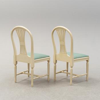 A set of six chairs and a dining table, gustavian style, late 20th century.