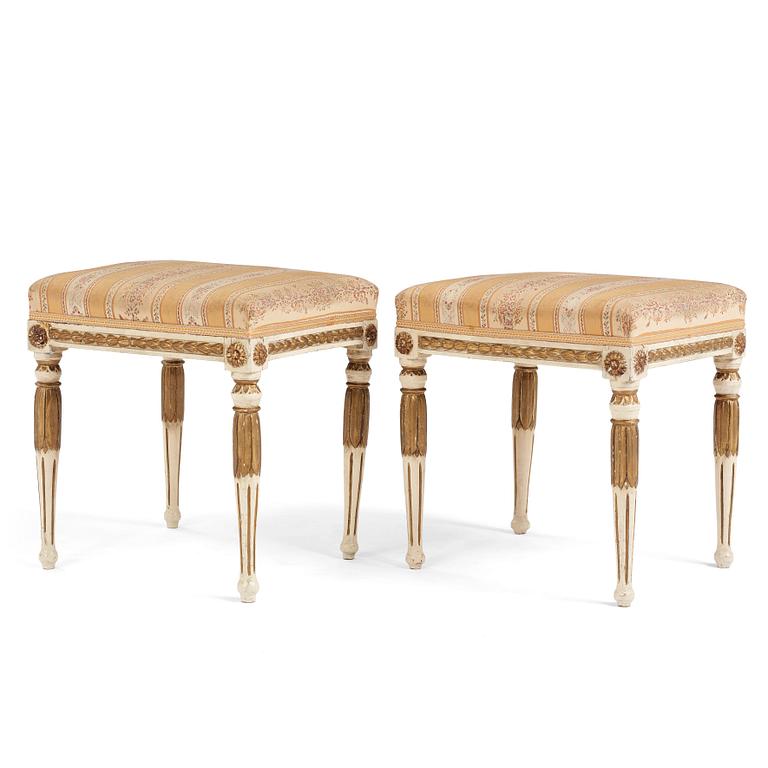 A pair of late Gustavian stools, early 19th century.