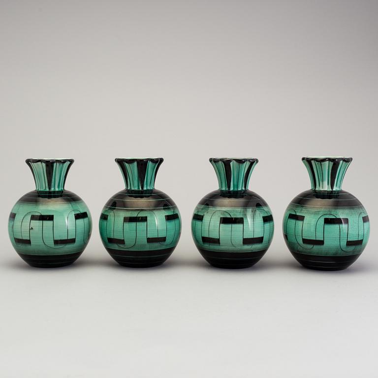 4 vases of the "V series", Ilse Claesson for Rörstrand 1930´s.