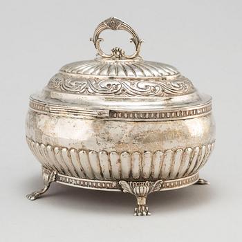 A silver sugarbox by Eric Söderholm Härnösand 1844.