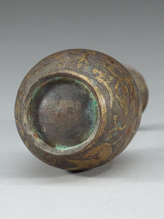 A partially gilt flask, Tang dynasty.