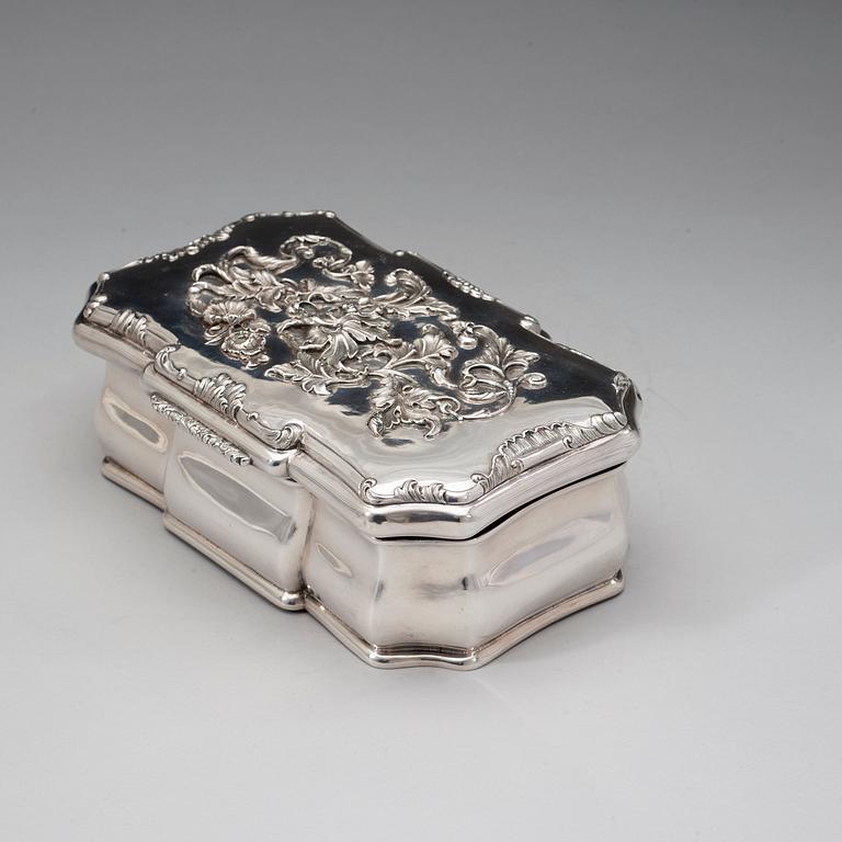 A Swedish mid 19th century silver casket, marks of Gustaf Möllenborg 1850.