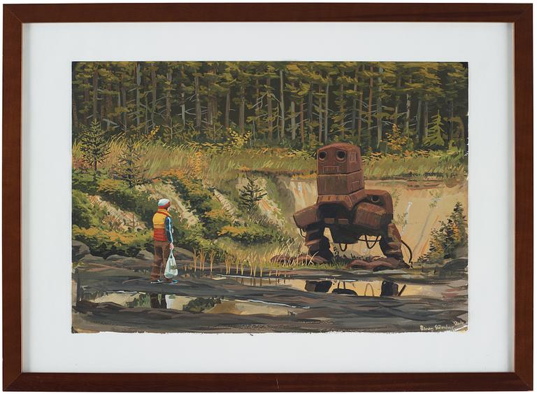 SIMON STÅLENHAG, gouache on paper, signed Simon Stålenhag and dated 2010.