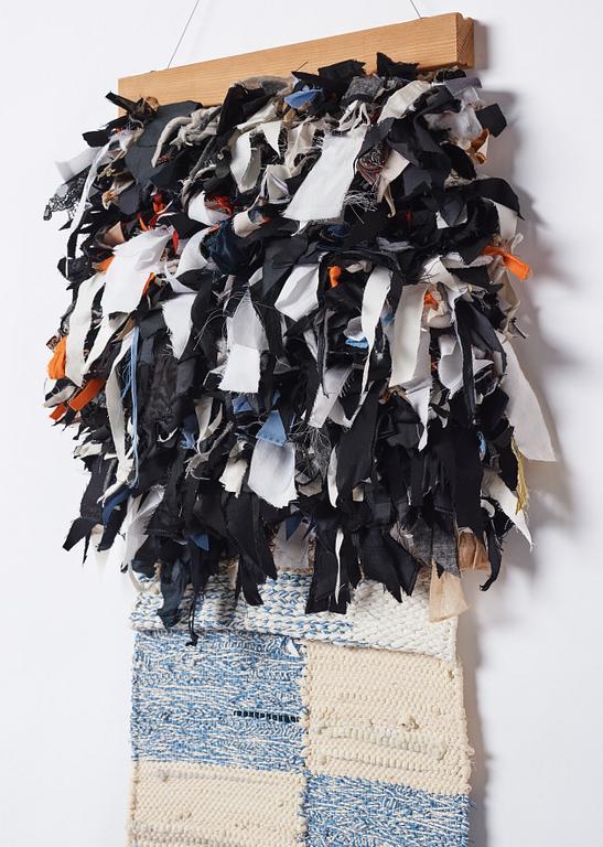 Linnéa Sjöberg, fabric, wood, buttons, signed and dated 2015.