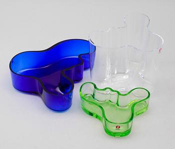 SKÅLAR, 3 st, glas, "Savoy", Alvar Aalto, Iittala.