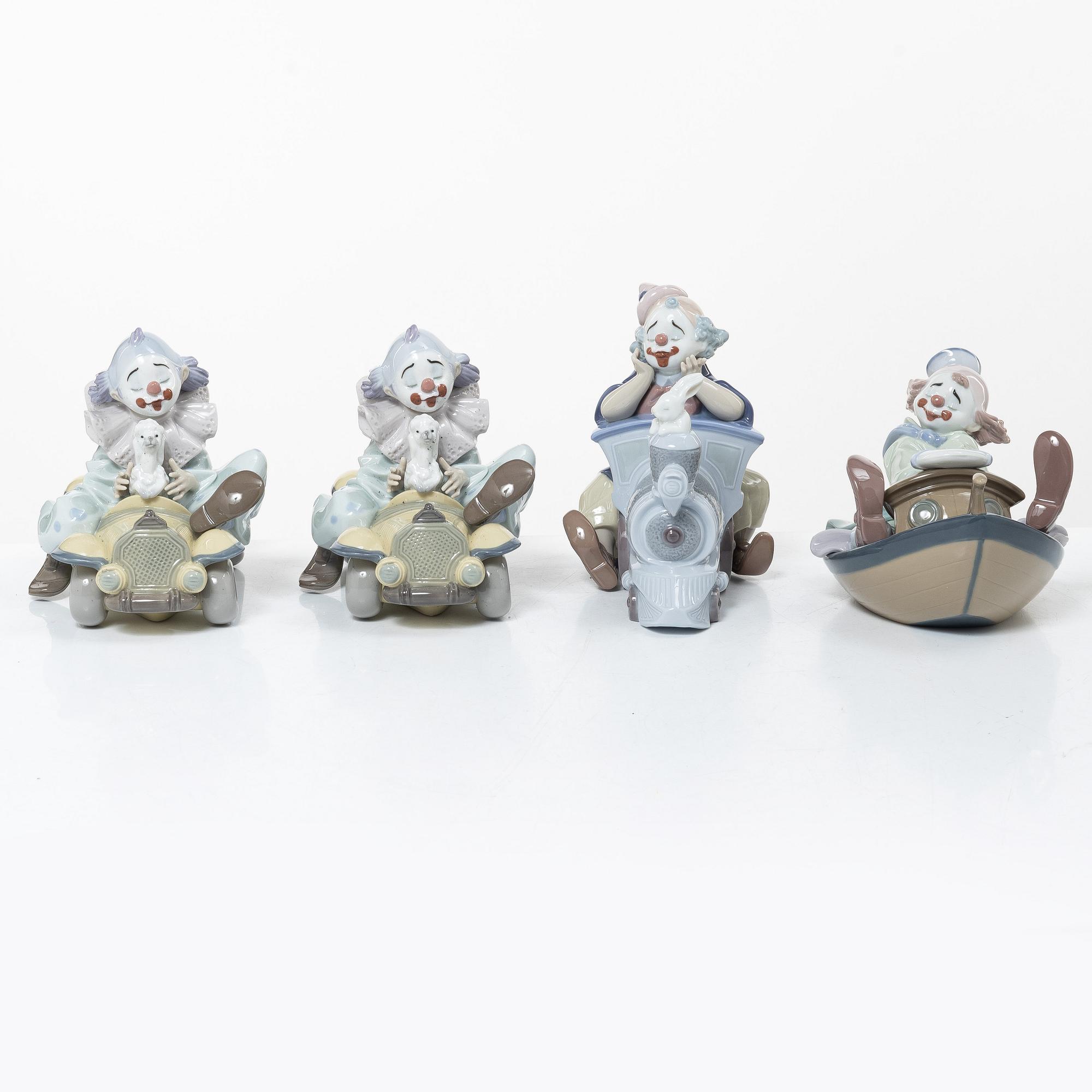 Lladró, figurines, 4 pcs, "Trip to the Circus" x 2, "Circus Express" and "Circus Waves".
