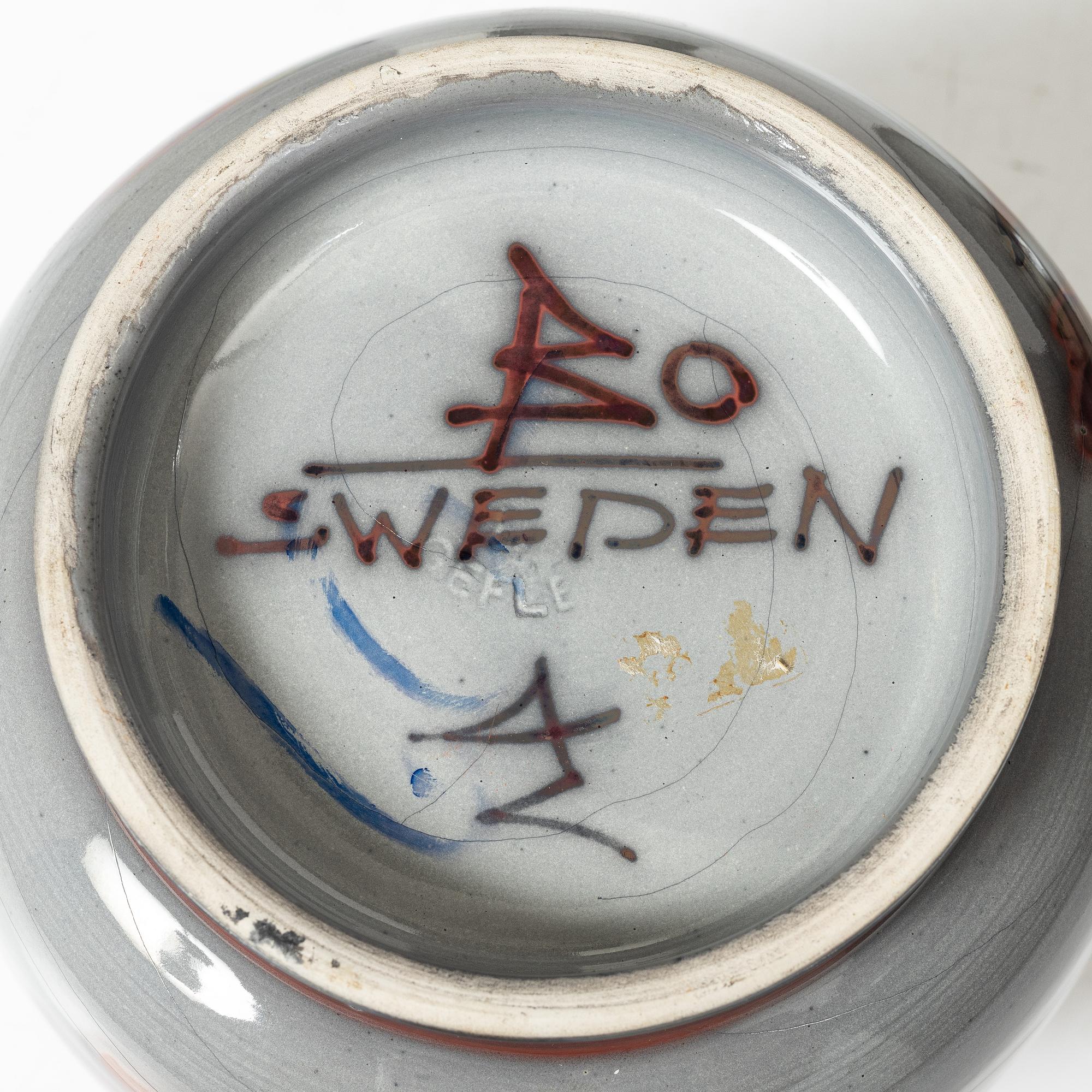 Allan Ebeling, two glazed ceramic vases, Bo Fajans, 1920s.