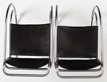 Ludwig Mies van der Rohe, a pair of "MR 20", armchairs, Berliner Metallgewerbe Josef Müller or Bamberg Metallwerkstätten, 1920's.