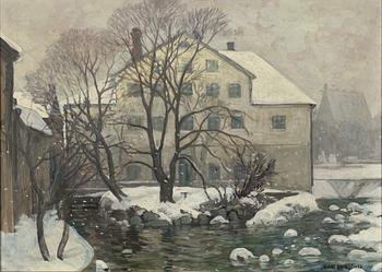 Jonas Lindkvist, Winter View of Akademikvarnen from Dombron, Uppsala.