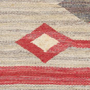 Matta, rölakan/gobelängteknik, Bohusslöjd-Konstfliten, 1900-talets mitt, ca 197 x 135 cm.