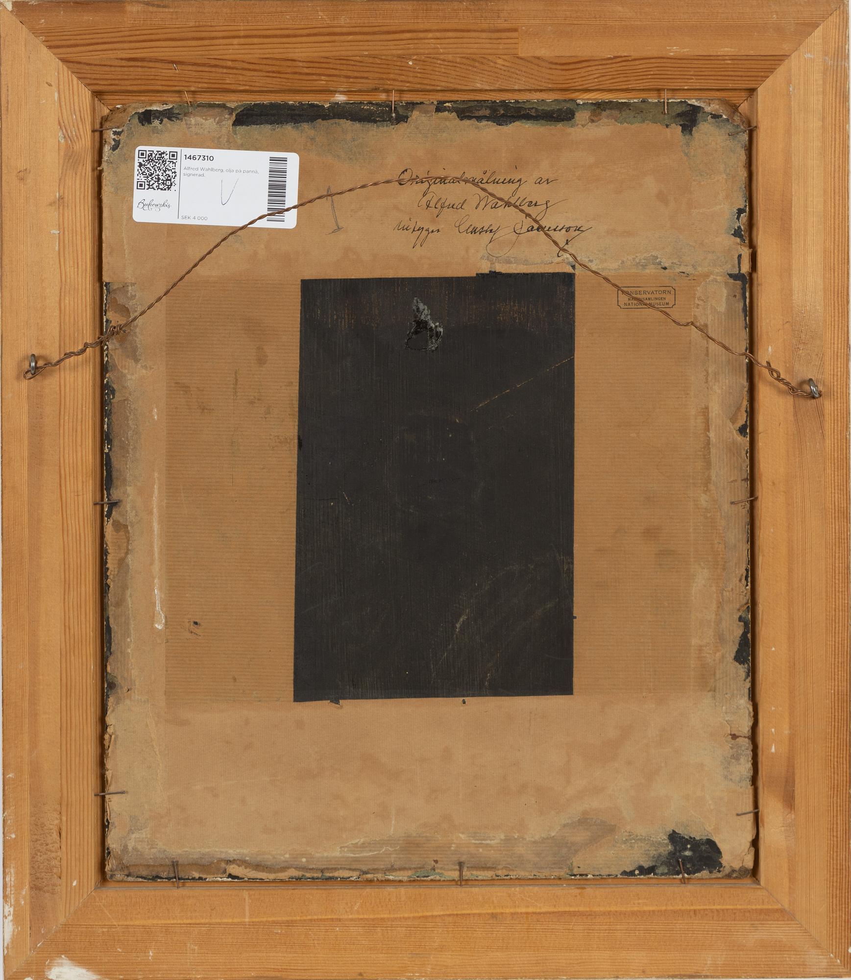 Alfred Wahlberg, oil on panel, signed.