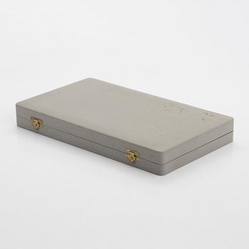 Tillander, glasskedar, 12 st, emalj, förgyllt silver, Helsingfors 1966. I originalask.