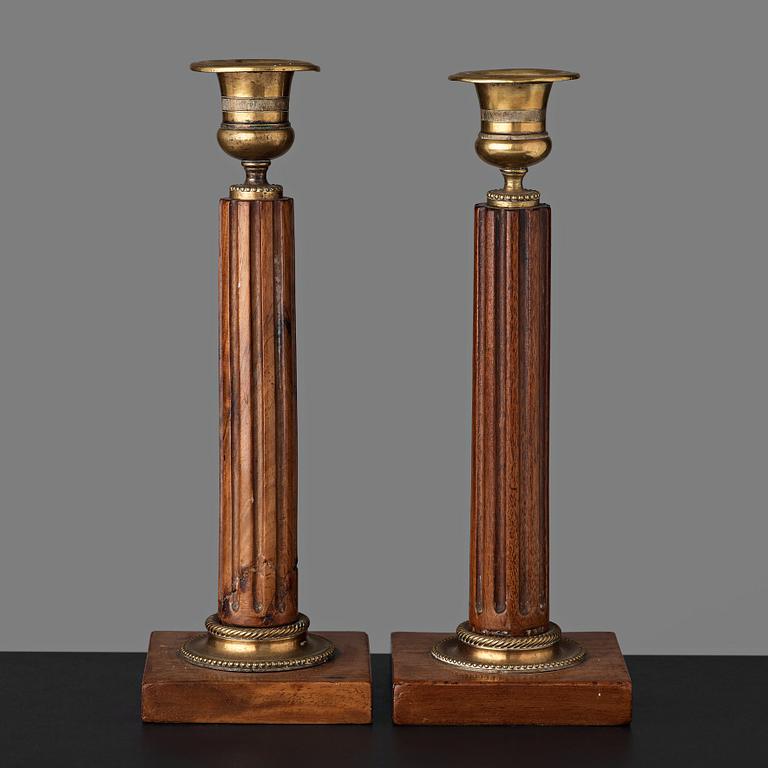 A pair of late Gustavian late 18th century candlesticks.