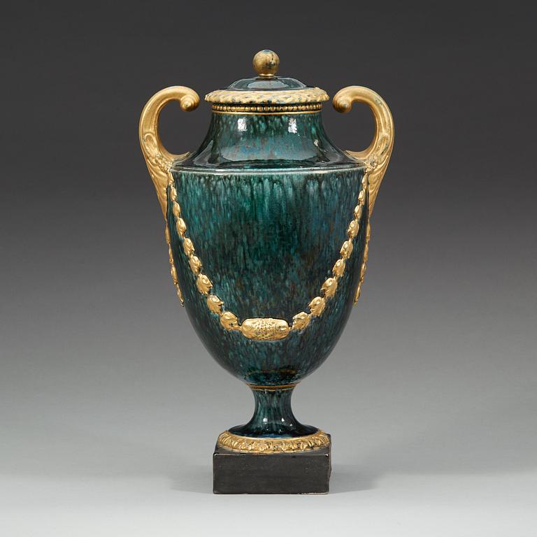 A Marieberg earthenware vase with cover, 1790's.