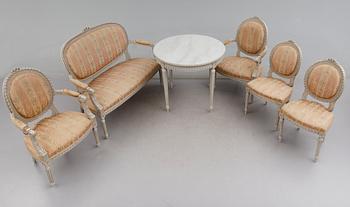 SALONGSGRUPP, 6 delar, gustaviansk stil, 1900-talets början.