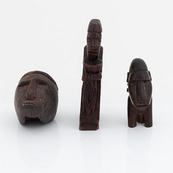 A set of three wooden Asmat carvings/sculptures, Indonesia, Jakarta, 20th Century.