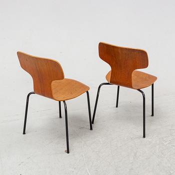Arne Jacobsen, a pair of model '3103' teak children's chairs, Fritz Hansen, Denmark, 1970.