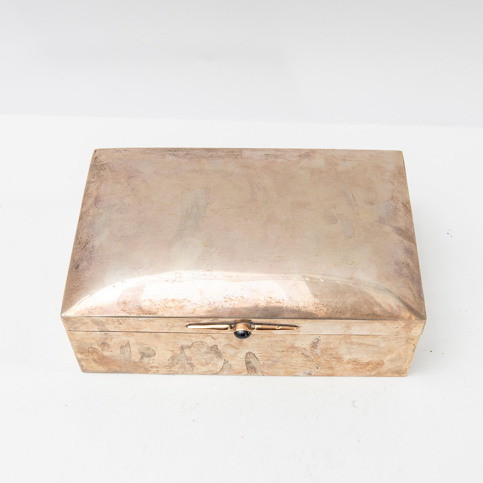 Box, silver with cabochon-cut stone, John E. Anderson, first half of the 20th century.