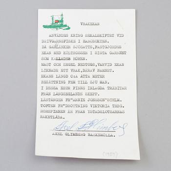 AXEL GLIMBERG, modellbåt, "Vrakeka", byggår 1989.