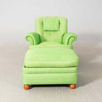 Josef Frank, armchair with footstool, model 336 late 20th century.
