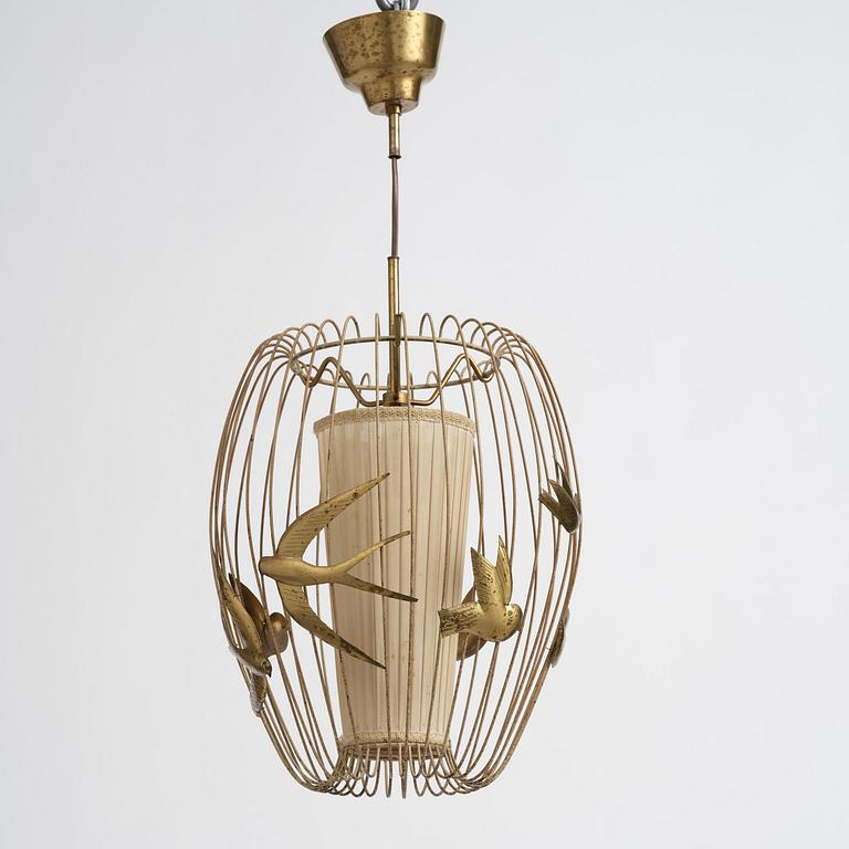 Hans Bergström, taklampa, modell "3", ateljé Lyktan, Åhus, 1940-50-tal.