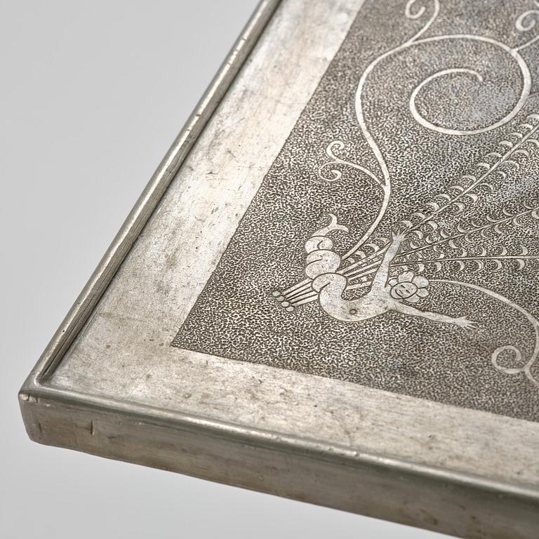 Anna Petrus, a pewter top tray table on a base by Uno Åhrén, executed in her studio, Stockholm, ca 1922-25.