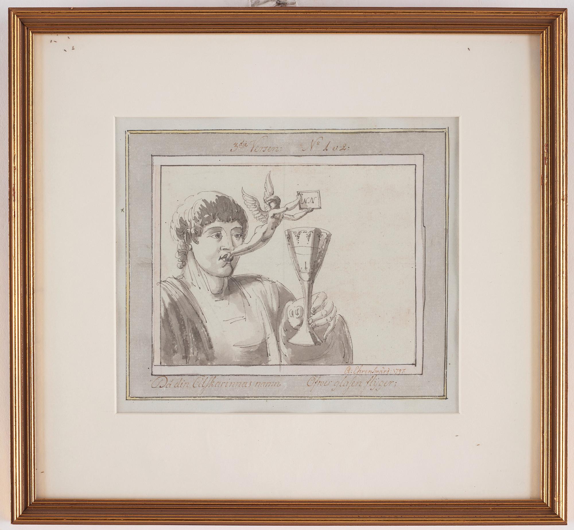 Carl August Ehrensvärd, "Goda gosse, glaset töm". Illustrations for drinking songs, 24.