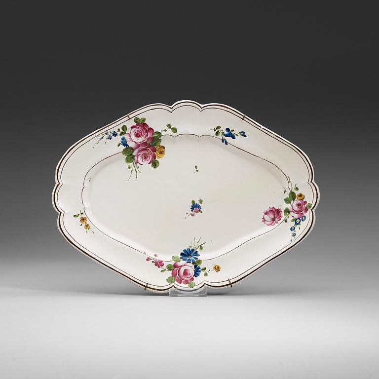 A Swedish faience serving dish, Marieberg, dated 30/8 (17)73.