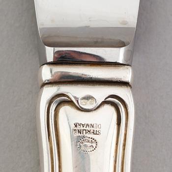 BESTICK, 36 delar, silver, Georg Jensen, Danmark. Vikt med stålblad ca 2235 gram.