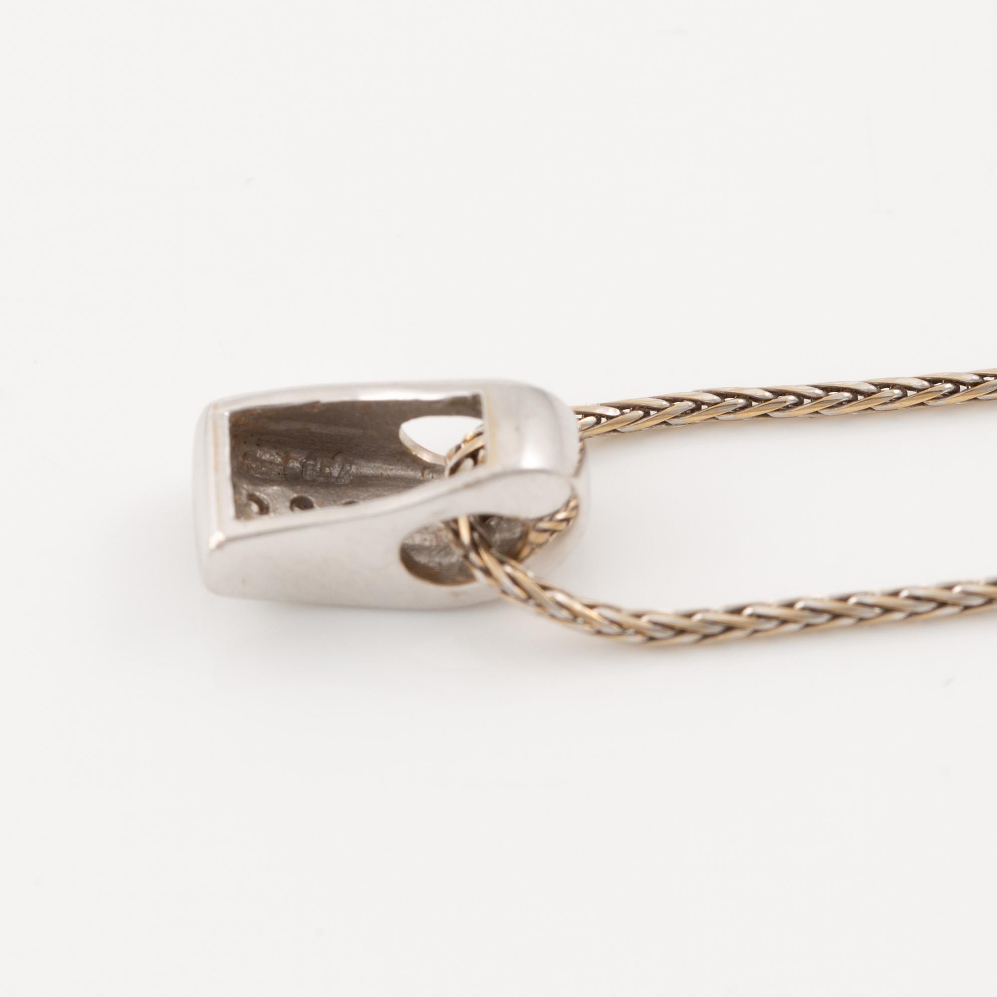 Pendant with chain, 18K white gold set with brilliant-cut diamonds.