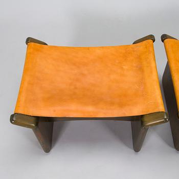 Tapio Wirkkala, a pair of stools made to order  for the Finnish Glass Museum manufactured by  Reino Huotari 1981.