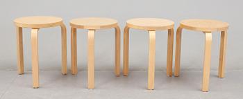 PALLAR, 4 st, modell "60", Alvar Aalto, Artek, formgiven 1933.