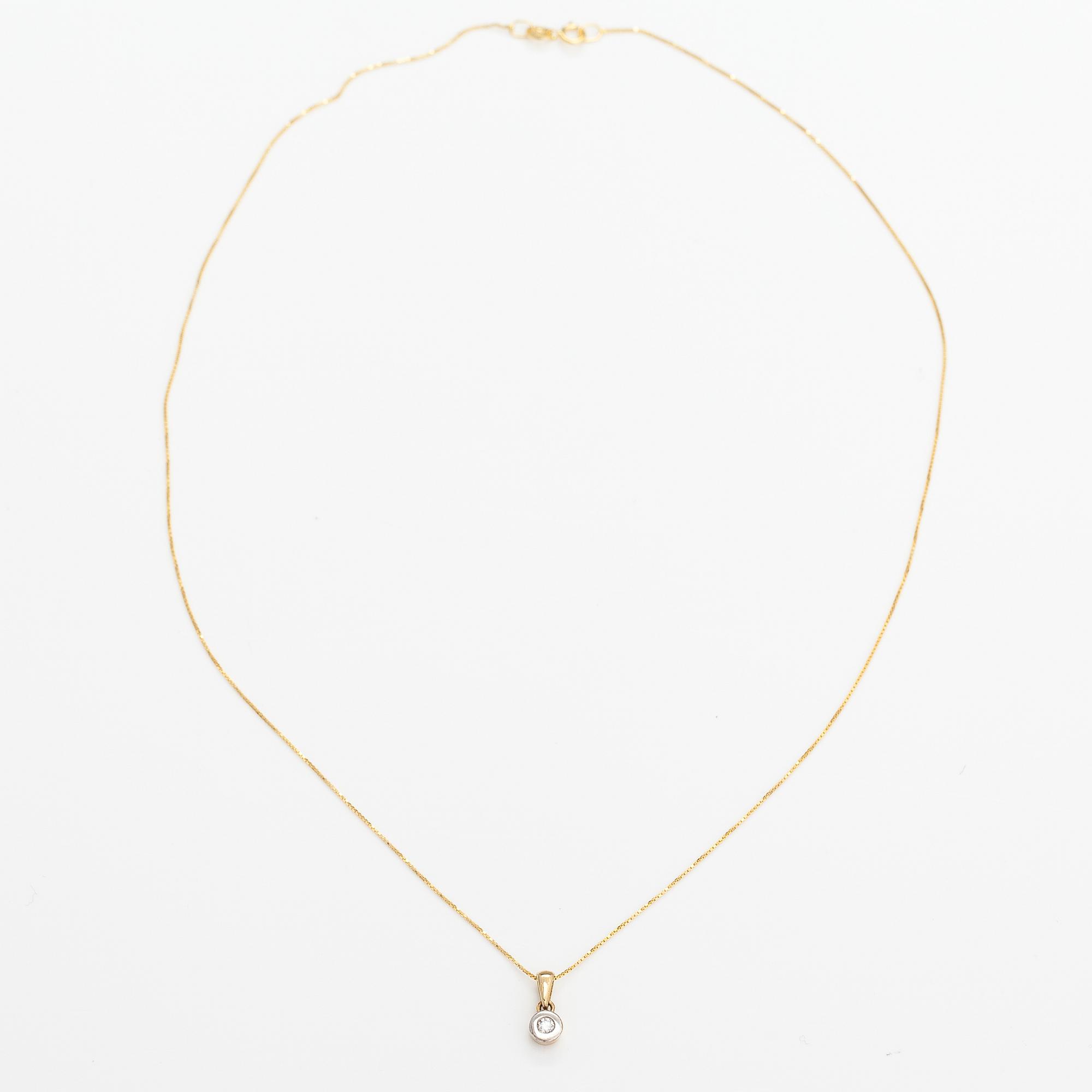 Kaulakoru, 14K kultaa, timantti n. 0.10 ct.