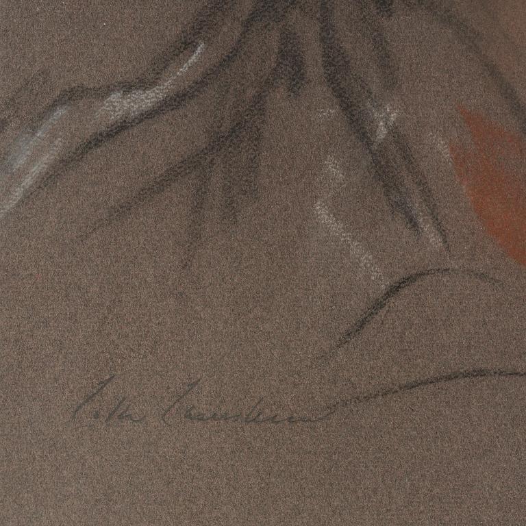 Lotte Laserstein, Woman's portrait with flowers.