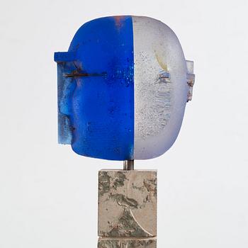 Bertil Vallien, skulptur, "Head", Kosta Boda, unik.