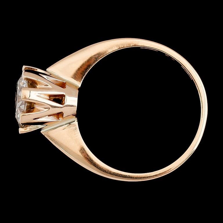 RING, 18K guld, solitär briljantslipad diamant 2.01 ct. svenska stämplar.