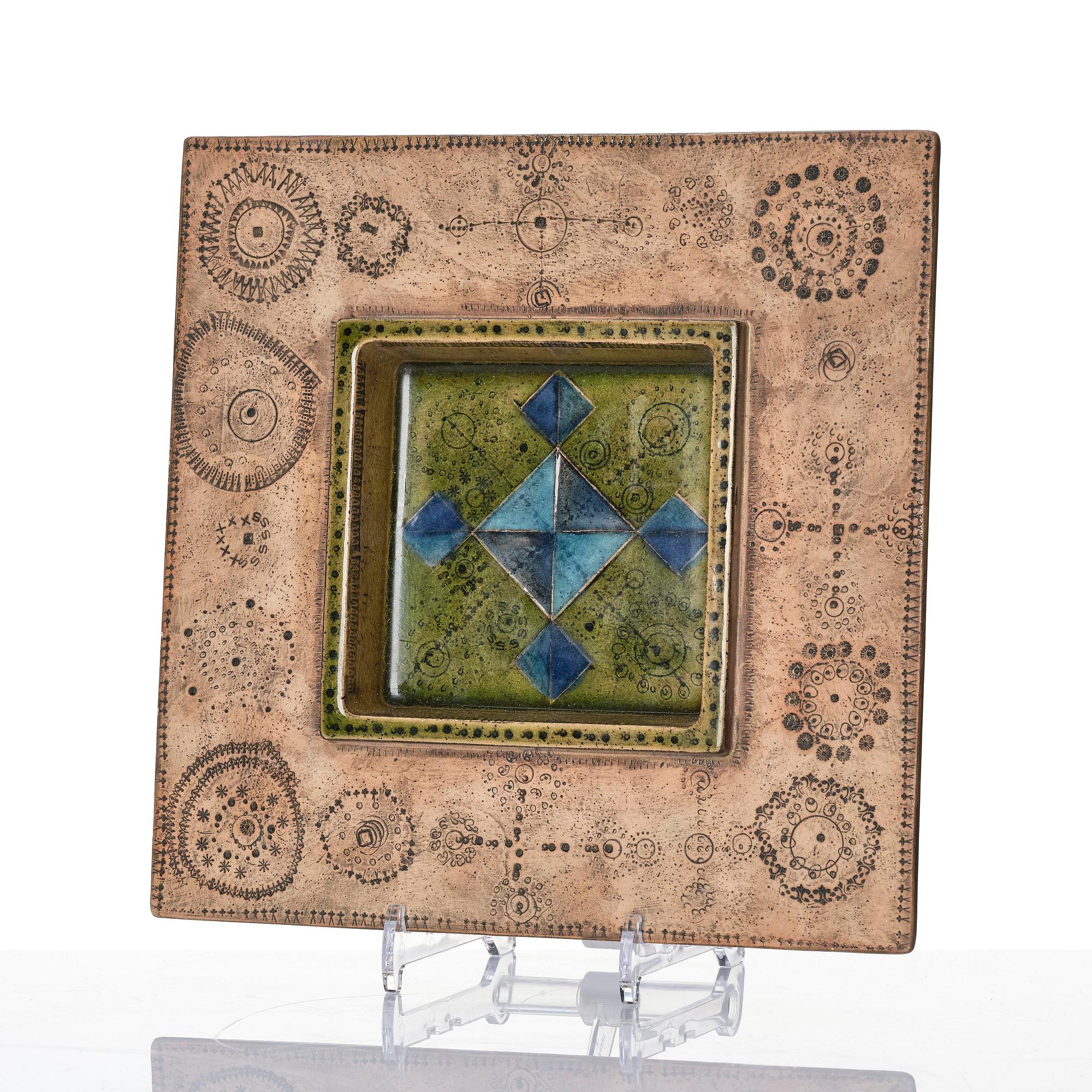 Rut Bryk, a stoneware relief/dish, Arabia, Finland, ca 1960.