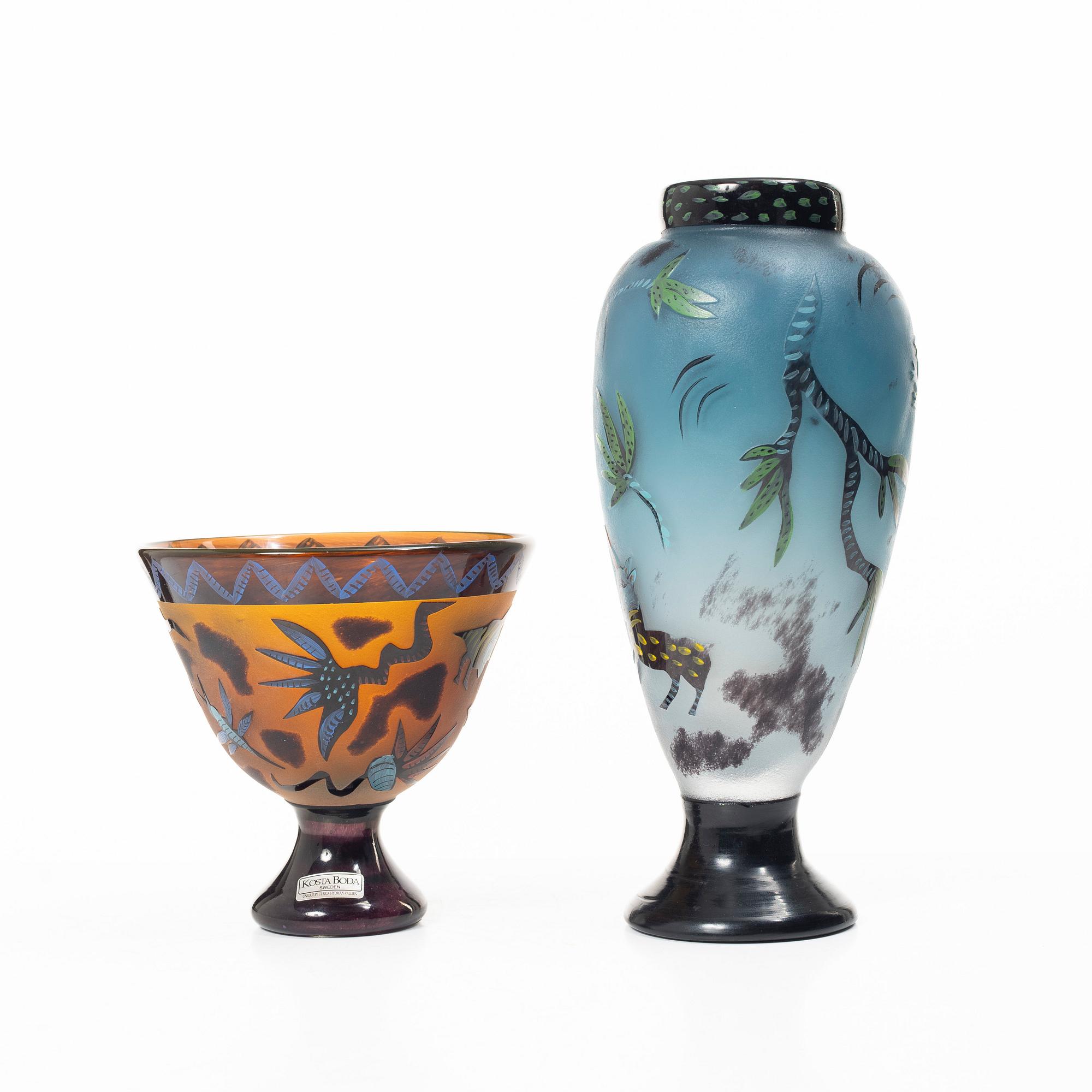 Ulrica Hydman-Vallien, konstglas, 2 delar, juvelglas, Kosta Boda.