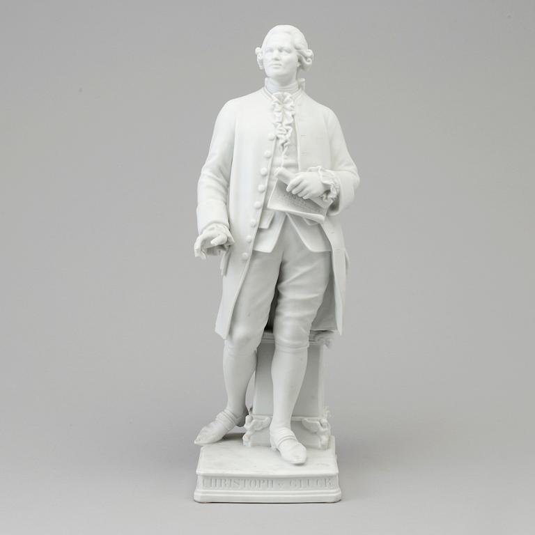 A bisquit sculpture of 'Christopher v Gluck', Lippert & Haas, Schlaggenwald, Tjeckoslovakia, 19th Century.