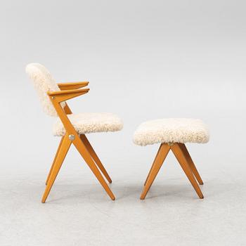 Bengt Ruda, karmstol, modell "562-026", med fotpall, ur "Triva-serien", Nordiska Kompaniet.