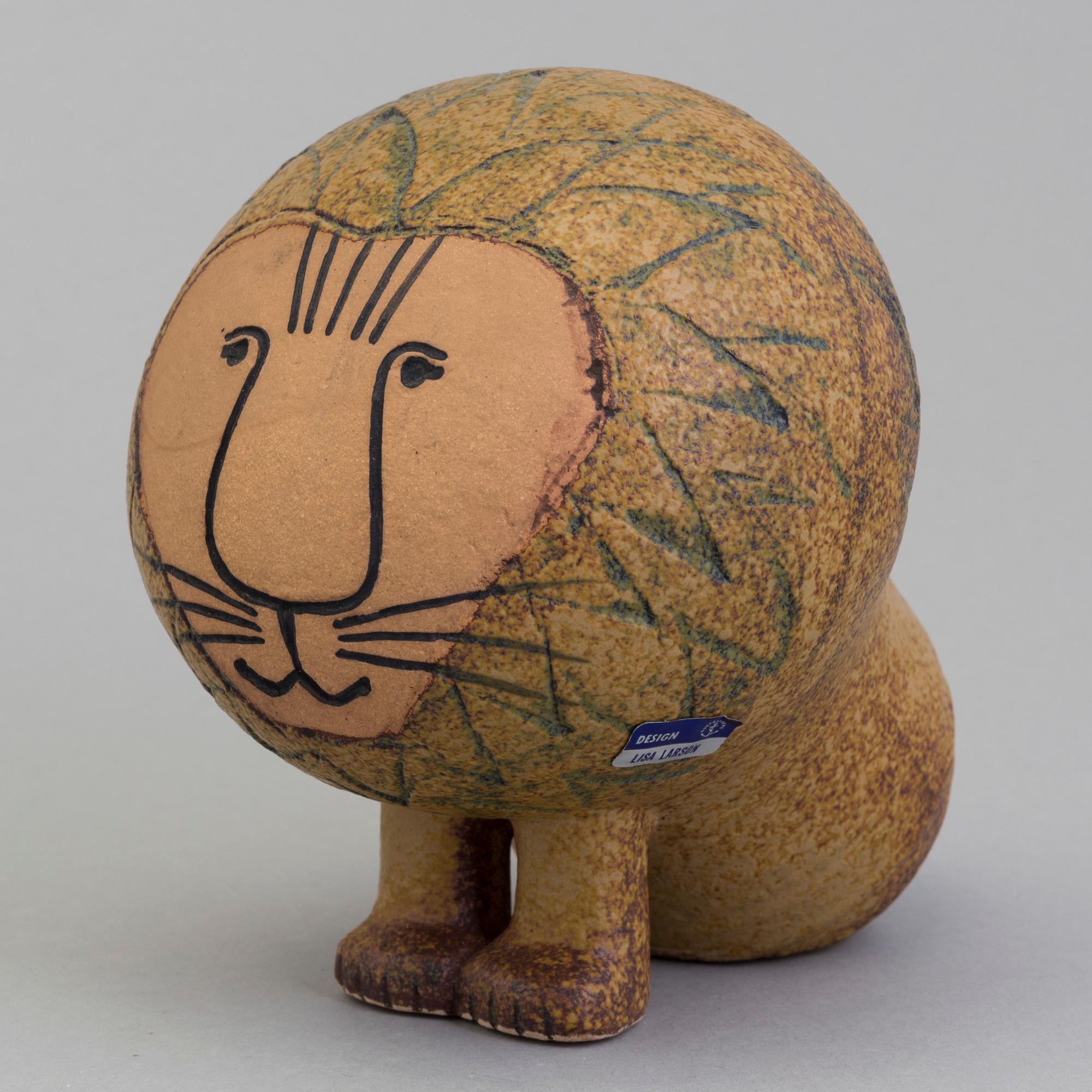 LISA LARSON, figurin, stengods, "Lejon" ur serien "Afrika", Gustavsberg.