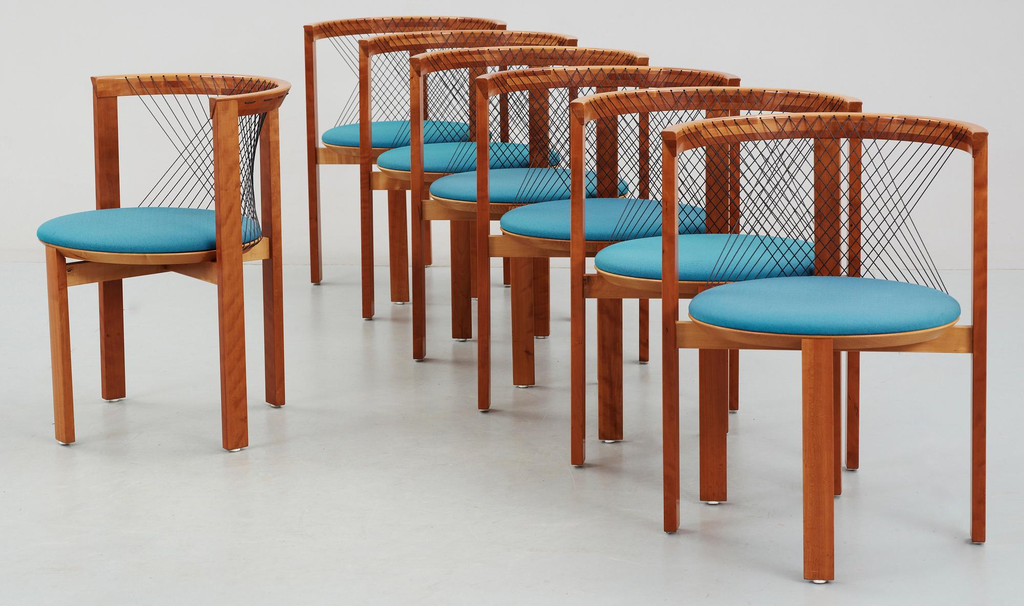 STOLAR, 7st, "String Chair", Niels Jörgen Haugesen, Danmark, 1970-tal.