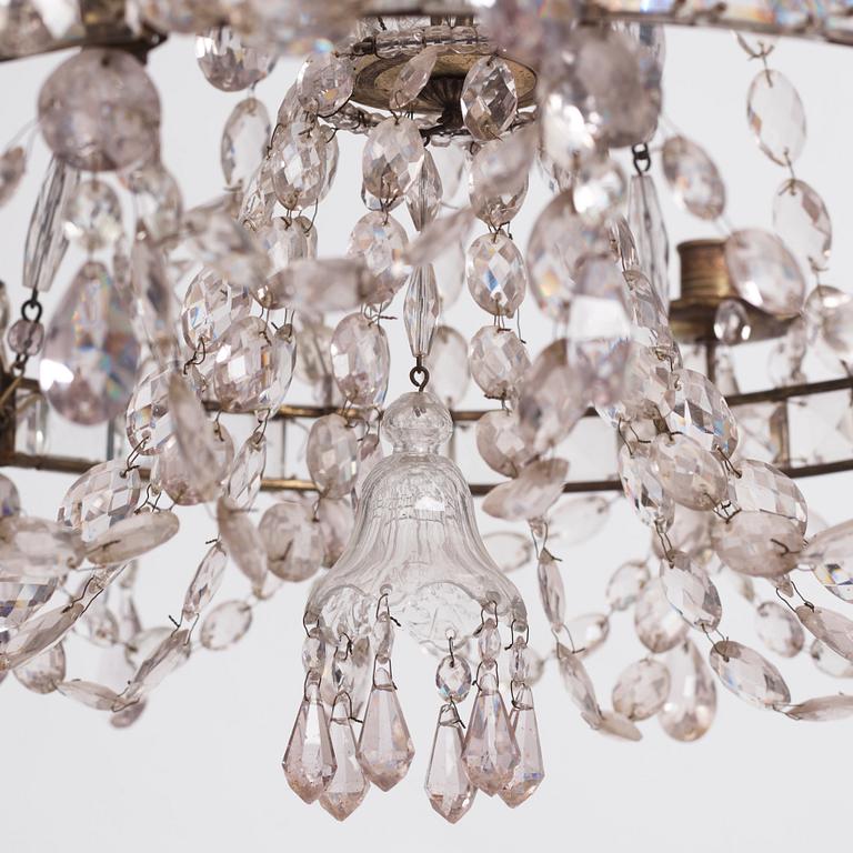 An Austro-Bohemian Louis XVI silvered brass six-branch chandelier, late 18th century.