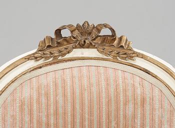 KARMSTOLAR, ett par, gustaviansk stil, 1900-talets första hälft.