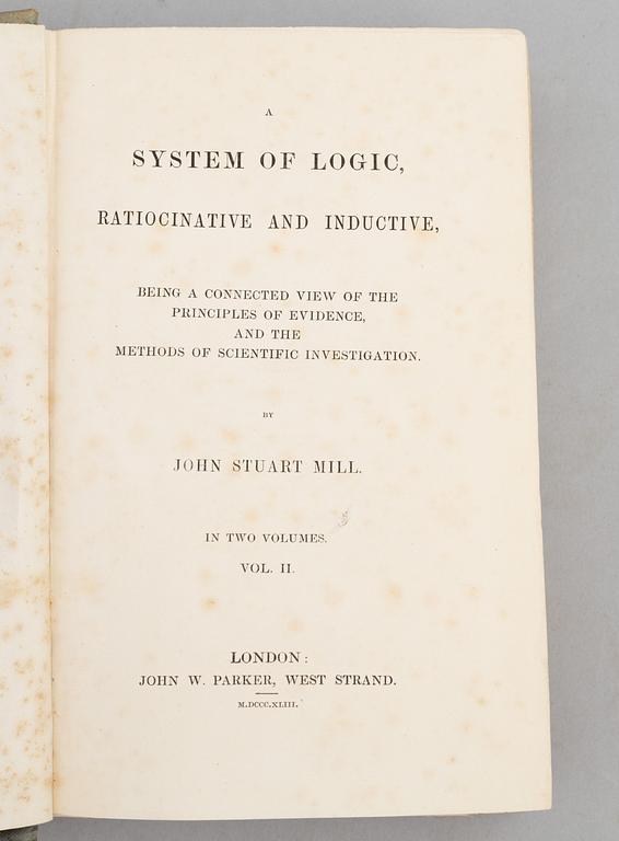 Mill: A System of Logic, första upplagan, 1843  (2 vol).