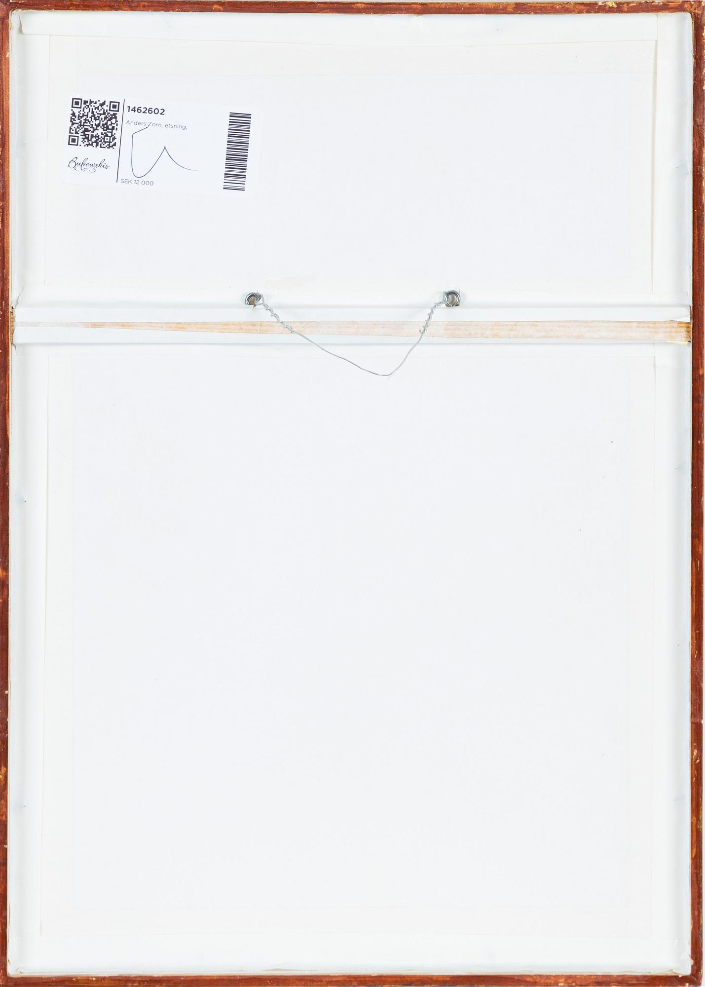 Anders Zorn, etching, 1897, signed in pencil.